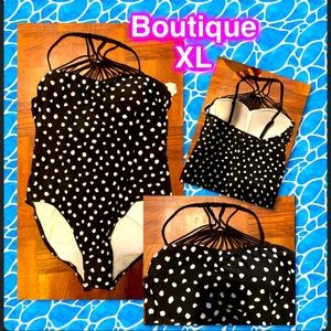 One piece polka dot swim suit